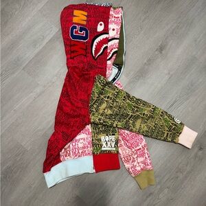Bape Multicolor Shark Hoodie - Red, Green, Pink